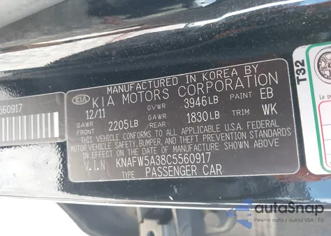 2012 Kia Forte Sx from USA, damaged, VIN KNAFW5A38C5560917